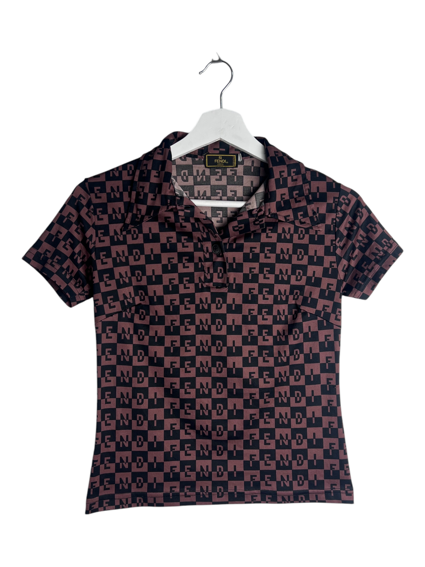 FENDI Maroon Collared Top